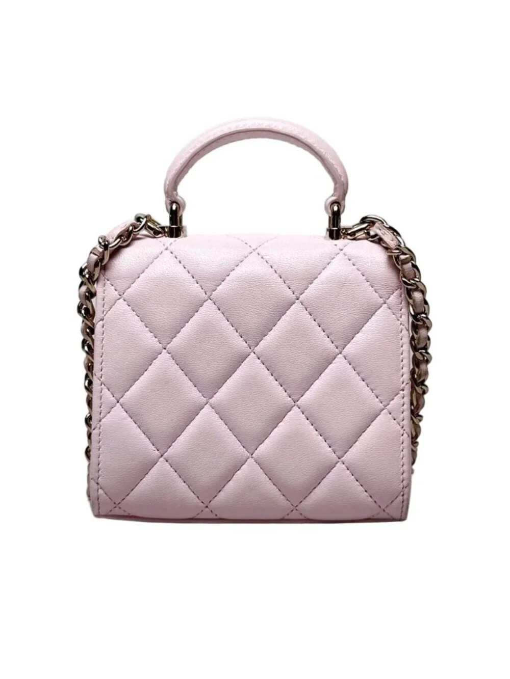 Chanel Mini Quilted Chain Shoulder Bag Pink Lambskin